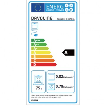 Davoline 801228027 Plane BIO 0875 BL Φούρνος άνω Πάγκου 75lt Π59.5εκ. Μαύρος